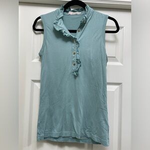 Tory Burch Sleeveless Ruffle Polo